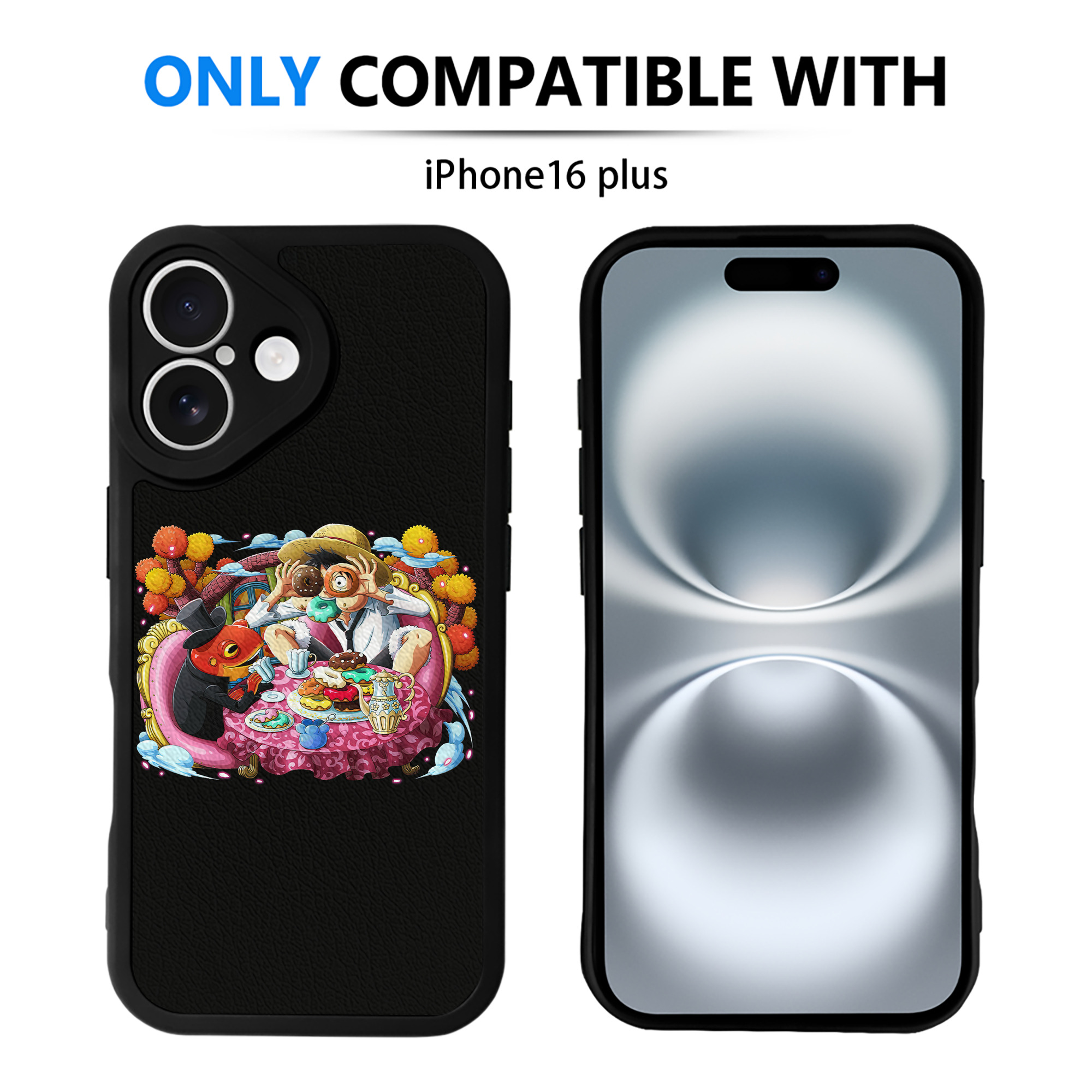 （画像用） ワンピース モンキー・D・ルフィ ONE PIECE Monkey D. Luffy 【iPhone 16シリーズ対応】シリコンスマホケース（レザー調） 材質：シリコン
